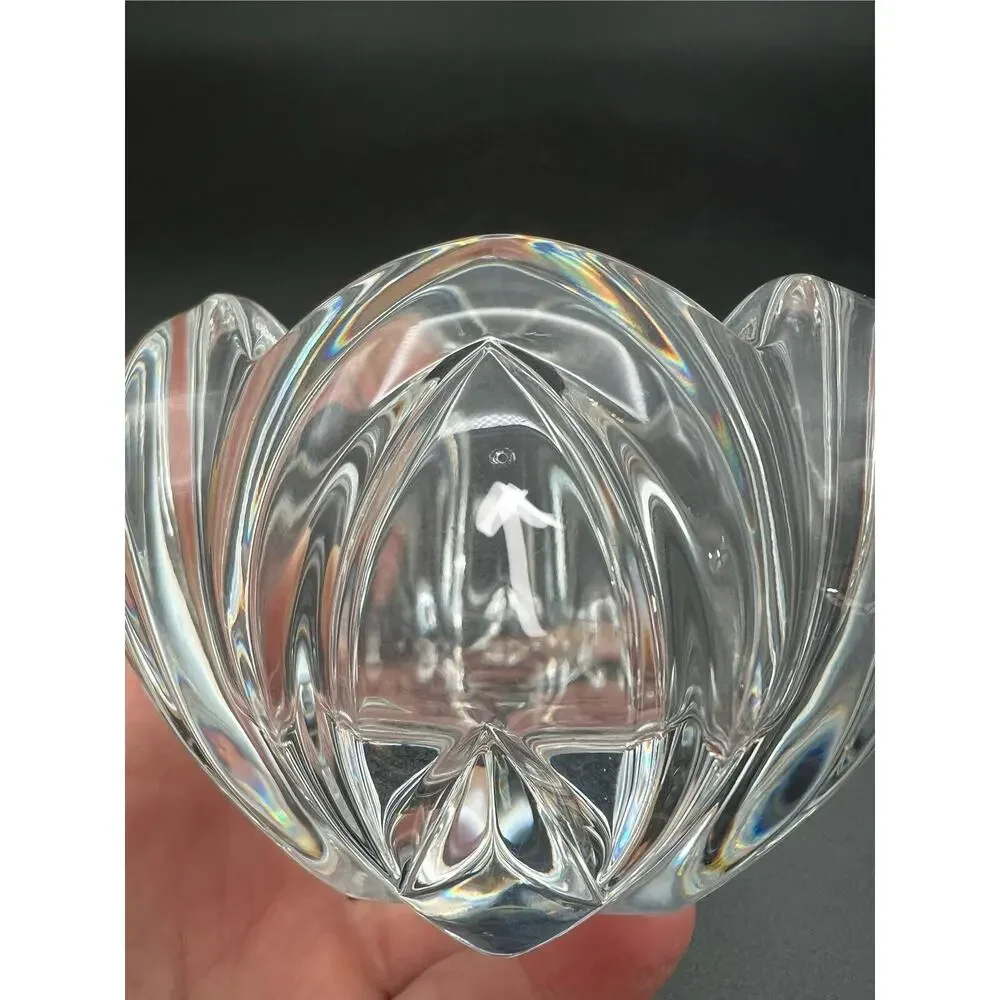 Waterford Crystal Lotus Shaped Votive Tea Light Candle Holder 2.5” Elegant Glass